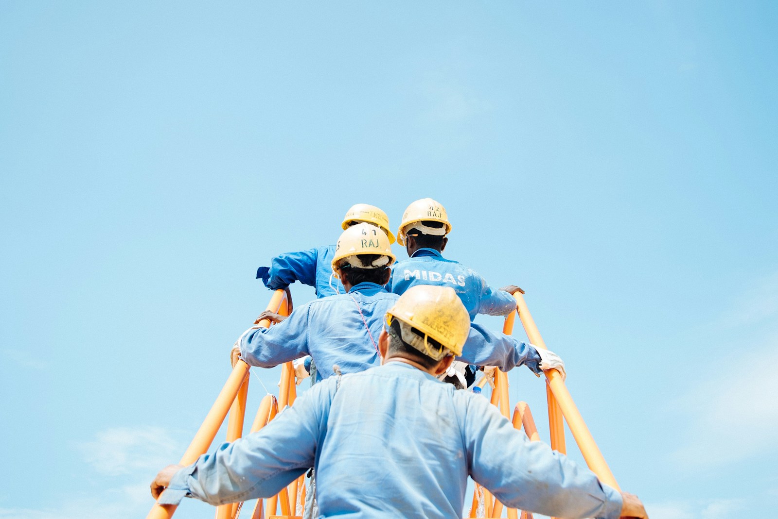 group of person on stairs, contractors